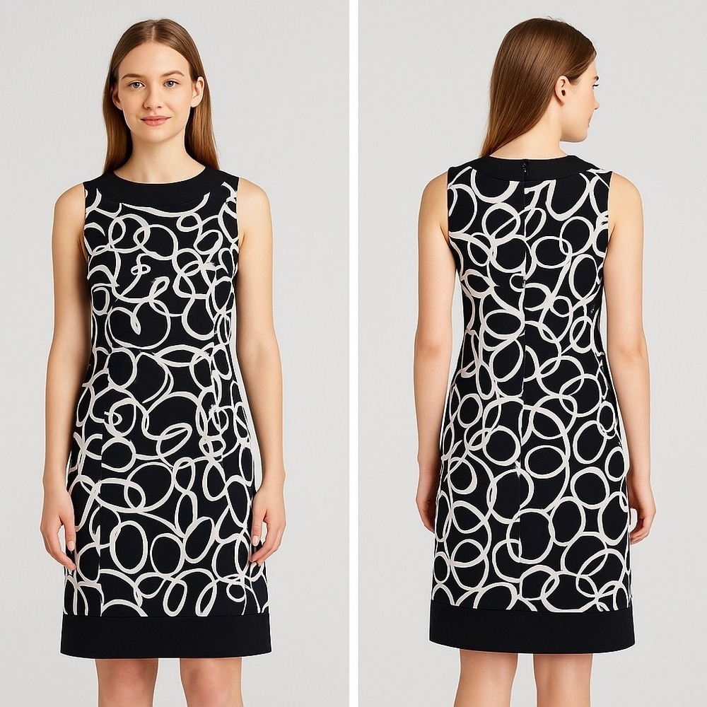 ALYX Dress Women's Size 6‎ Sleeveless Black White Mod Circle Print Career